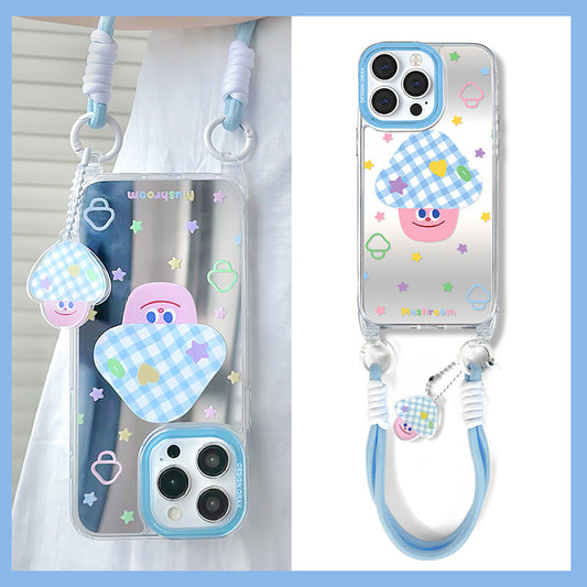 手機殼｜蘋果15手機殼女款用12掛繩鏡面殼13pro適用iPhone14promax「WM0624」24.07