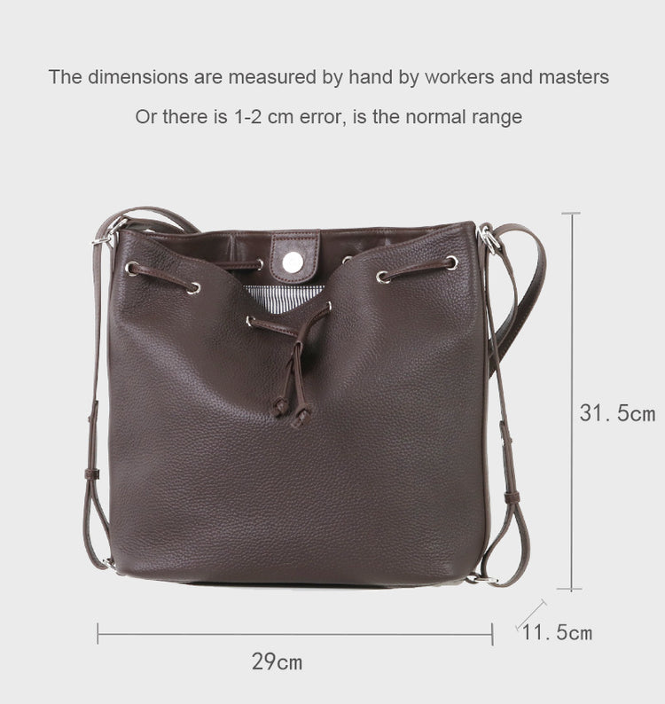 質感真皮｜2025新款時尚歐美氣質頭層牛皮雙肩水桶包百搭斜挎單肩斜挎高級感「7061」25.11-1
