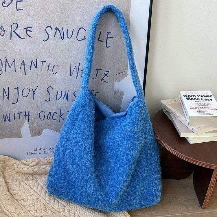 日韓流行｜韓系慵懶毛絨絨包包女2025秋冬新款高級感大容量通勤包單肩托特包「B222」25.12-2