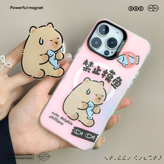 手機殼｜蘋果15Pro手機殼iPhone14適用mate60支架華為P70磁吸磨砂鐳射「LR0867」24.07