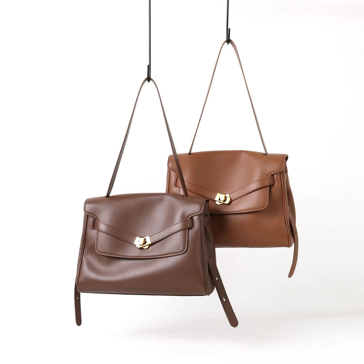 質感真皮｜2025新款通勤復古百搭單肩斜背包外出上班公文包女包時尚潮流單肩包「6191L」25.12-1