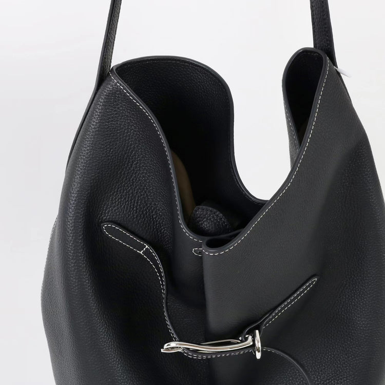 質感真皮｜2025新頭層牛皮托特包hobo腋下包皮帶裝飾餃子水桶包百搭單肩包「6185」25.11-2