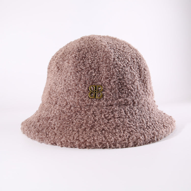 流行帽子｜羊羔毛絨漁夫帽子女秋冬2025新款保暖加厚防寒盆帽時尚百搭水桶帽「C5870ASD」25.12-1
