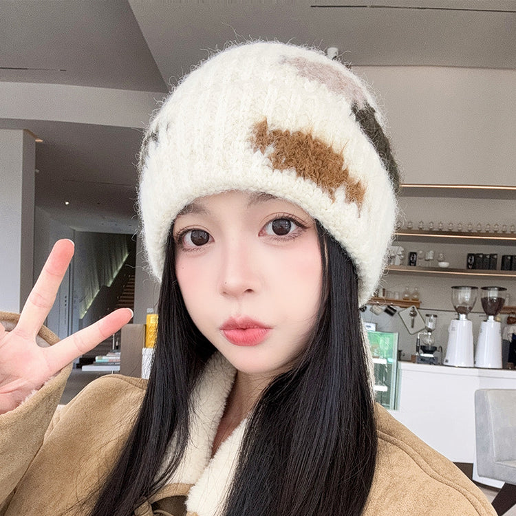 流行帽子 |帽子女秋冬大頭圍顯臉小毛線帽氛圍感戶外保暖針織帽護耳瓜皮帽男「C5573」25.09-2