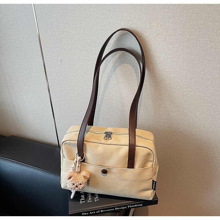 致青春｜大容量帆布包女2025新款復古洋氣單肩包上班通勤托特包「6673-125」25.10-4