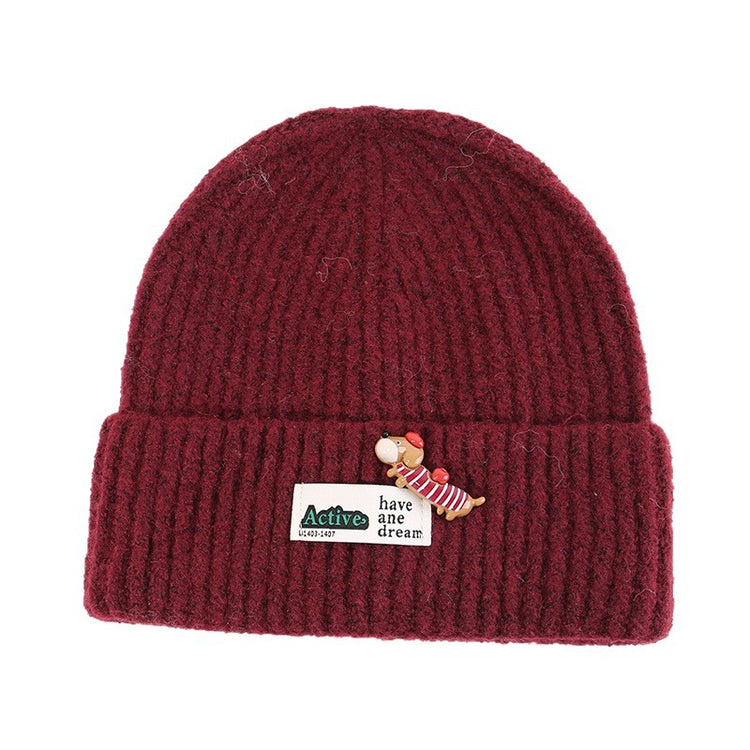 流行帽子｜韓版針織帽子秋冬百搭顯臉小保暖毛線帽甜美可愛新款刺繡冷帽男潮「C5742」25.10-4