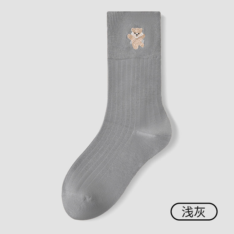 女襪｜白色堆堆襪子女棉質吸汗透氣彈力無骨中筒襪親膚舒適好搭襪子「MZ25088」25.08-3