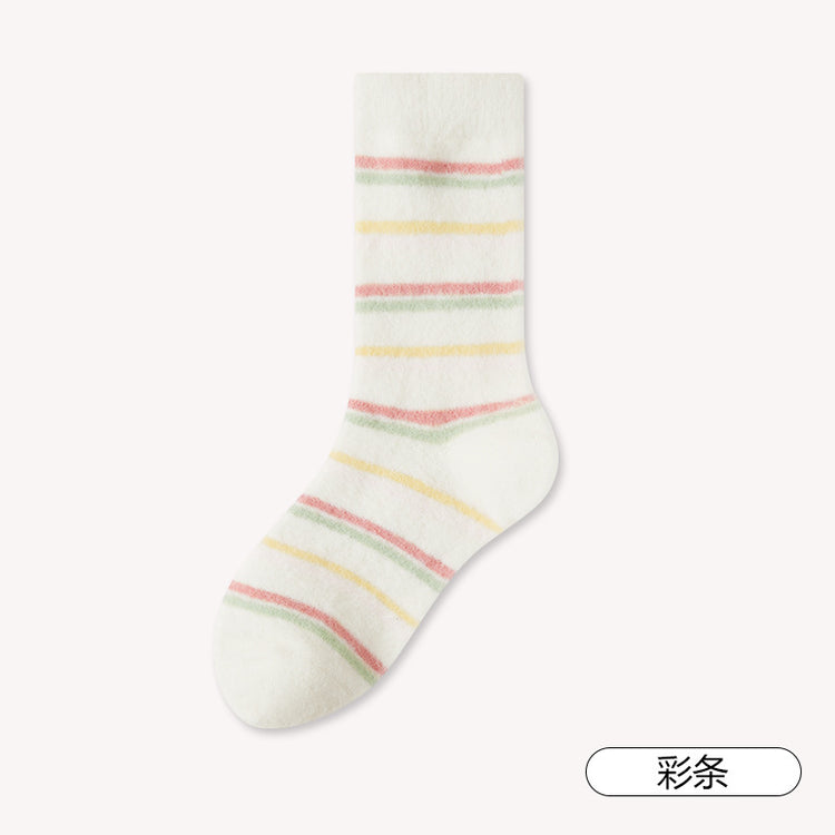 女襪｜澳絨襪子女冬季卡通可愛親膚舒適中筒襪加絨加厚保暖居家睡眠襪「S24084」25.11-2