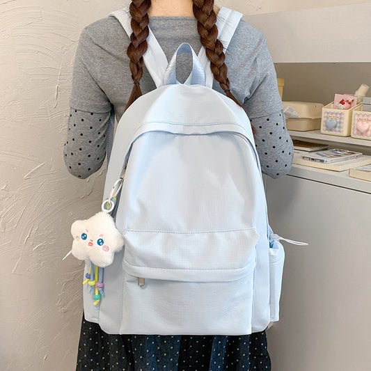 致青春｜簡約純色大容量背包男雙肩包書包女大學生國中生大容量背包女雙肩包「697-127」25.10-4