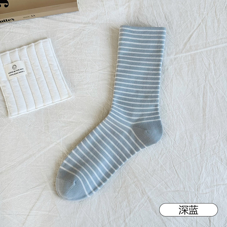 女襪｜條紋襪子女親膚舒適產後哺乳期月子襪彈力無骨吸汗透氣諸暨襪子「SY2519」25.09-4