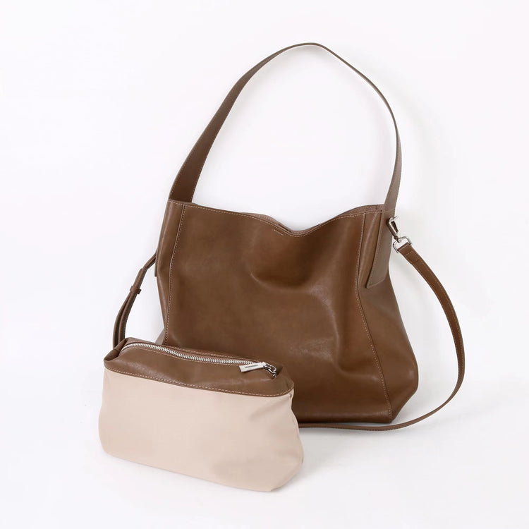 質感真皮｜2025新款高質感軟牛皮慵懶大容量通勤休閒斜挎包托特包時尚單肩腋下包「OS83316」25.10-4