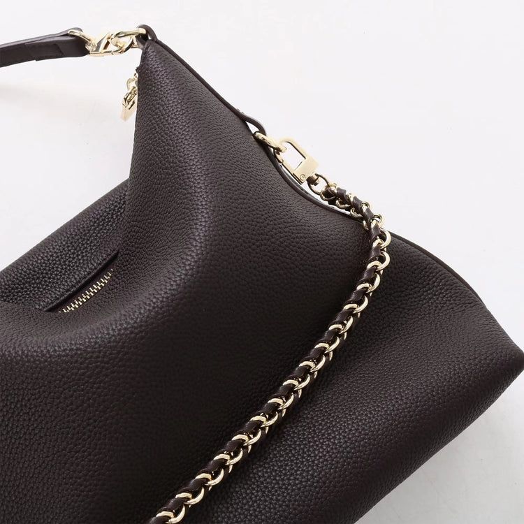 質感真皮｜2025新款潮流時尚百搭休閒頭層軟牛皮鏈條荔枝紋單肩包斜挎通勤托特包「6667」25.12-2