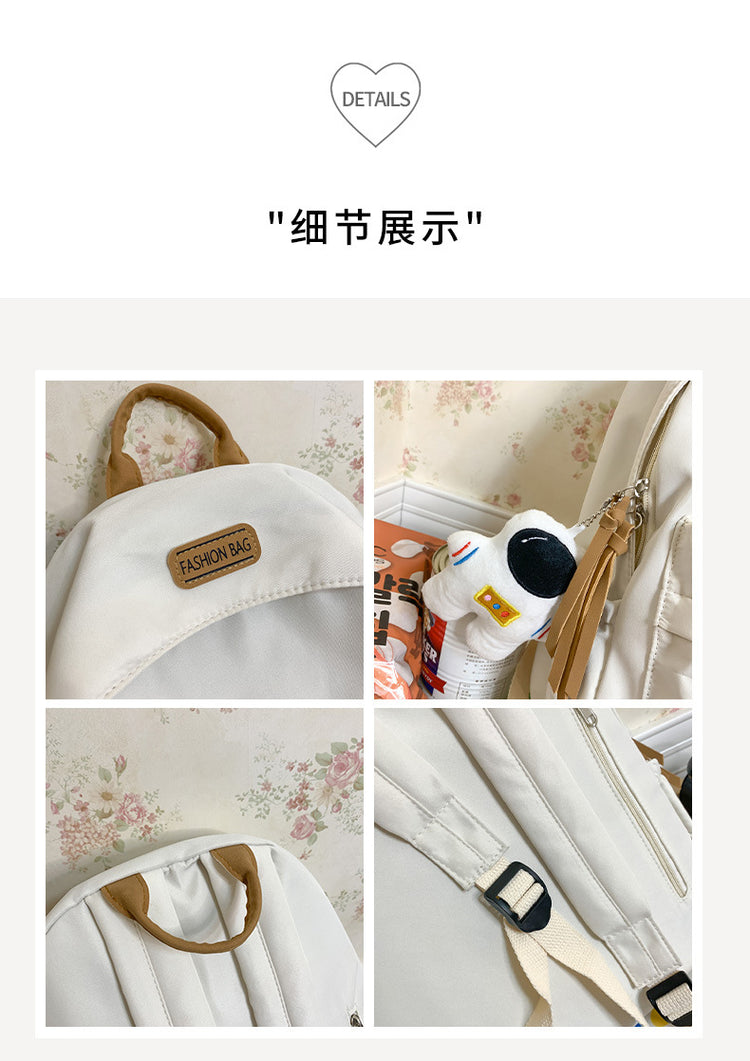 致青春｜書包女國中高中生大容量上課補習雙肩包女純色百搭通勤雙肩包「1019-124」25.10-3