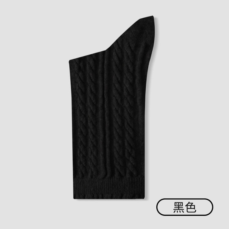 女襪｜襪子女加厚保暖蓄熱鎖溫麻花羊毛襪彈力花邊親膚舒適堆堆襪「M3166」25.10-4