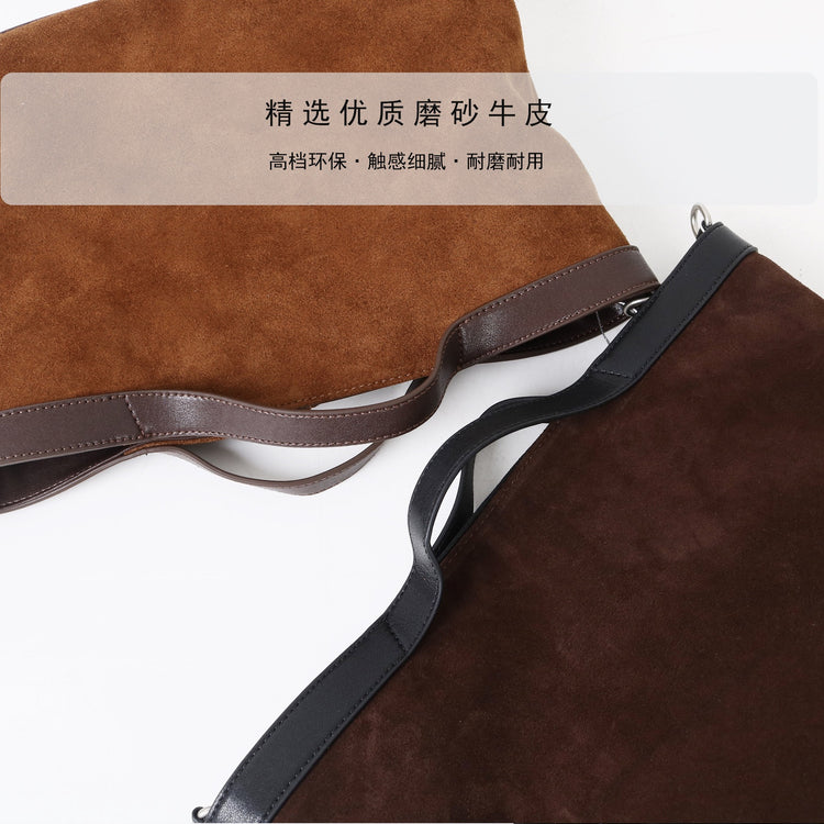 質感真皮｜2025新款復古通勤磨砂牛皮大容量手提包鬆弛感托特包軟皮斜背包「9107」25.11-4