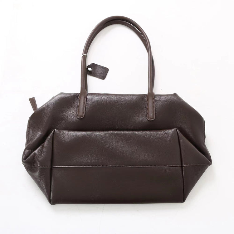 質感真皮｜2025新頭層牛皮大容量手提輕奢單肩包休閒通勤高級感腋下托特包「6166」25.11-2