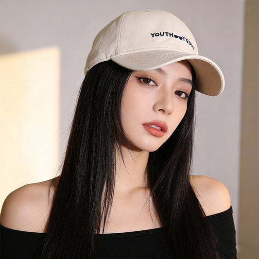 流行帽子｜韓版大頭圍刺繡軟頂帽子女休閒潮牌鴨舌帽情侶街頭顯臉小鴨舌帽男「C5901」25.12-2