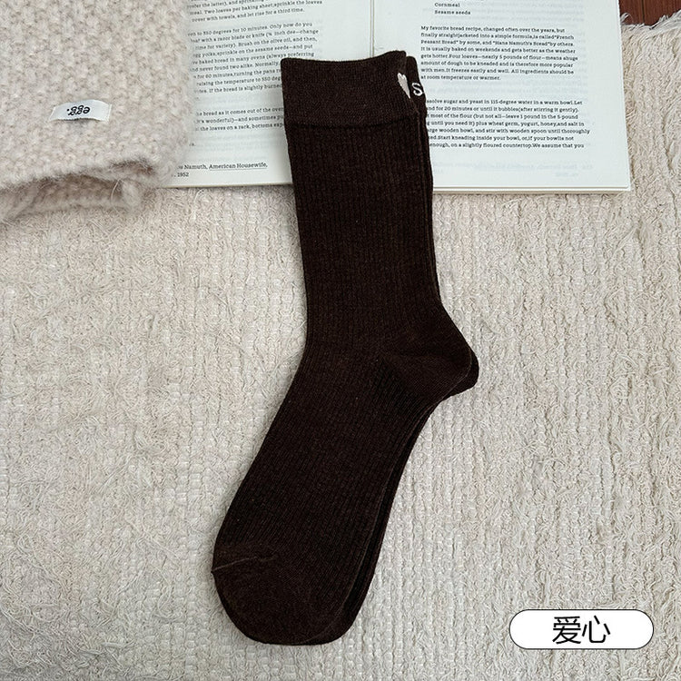 女襪｜秋冬美拉德咖色襪子女加厚保暖蓄熱鎖溫羊毛襪復古潮流好搭中筒襪「HD25862」25.11-3