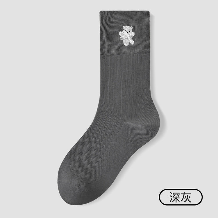 女襪｜白色堆堆襪子女棉質吸汗透氣彈力無骨中筒襪親膚舒適好搭襪子「MZ25088」25.08-3