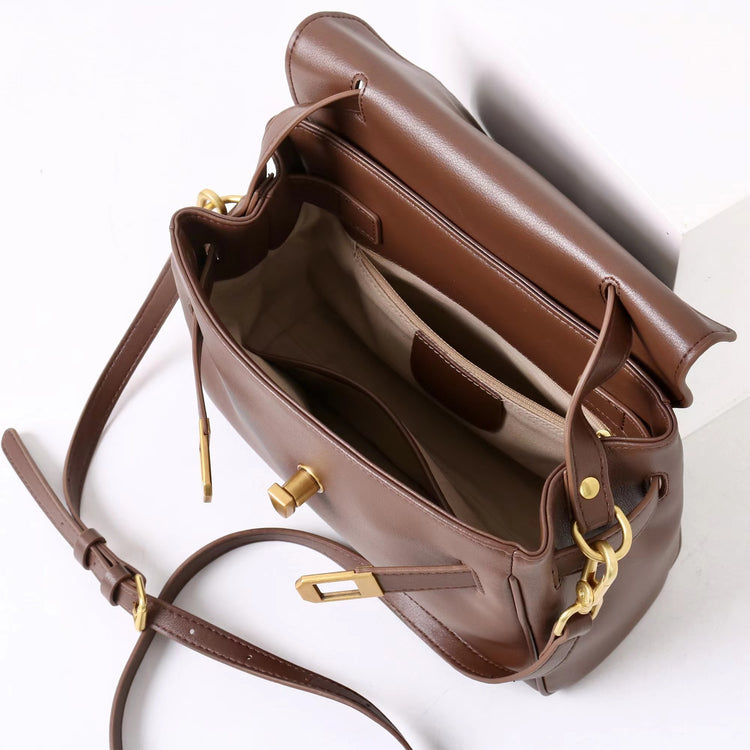 質感真皮｜2025新款通勤復古百搭單肩斜背包外出上班公文包女包時尚潮流單肩包「6191S」25.12-1