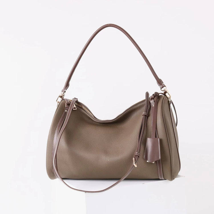 質感真皮｜2025新頭層牛皮保齡球腋下包托特包波士頓枕頭包手提單肩斜挎包「6189」25.11-4