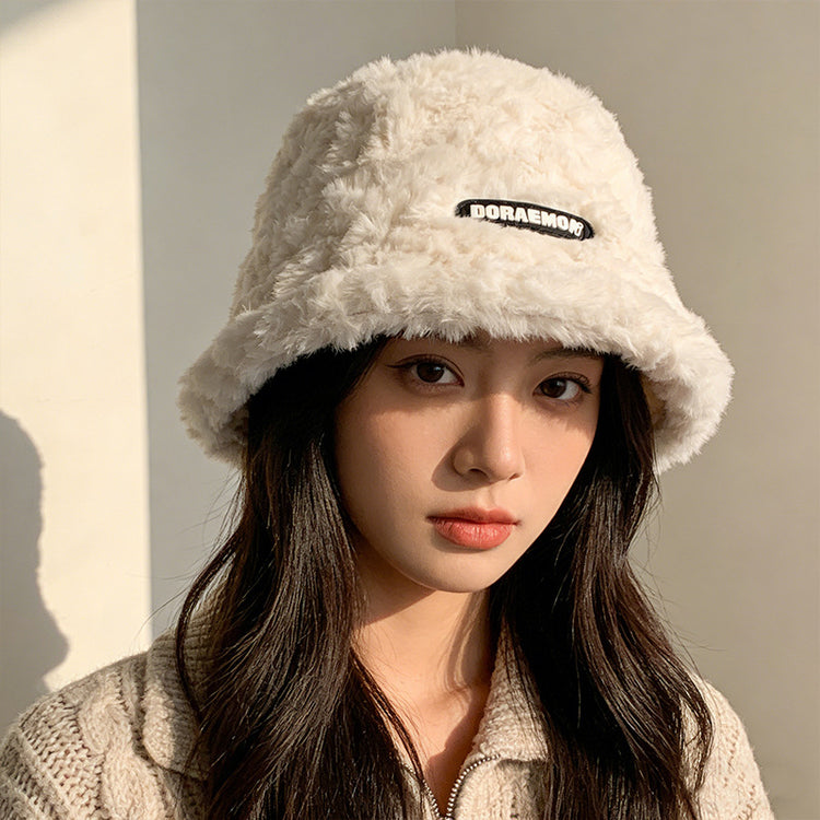 流行帽子｜毛絨帽子女冬季可愛百搭顯臉小漁夫帽保暖防寒時尚字母盆帽水桶帽「C1642」25.12-2