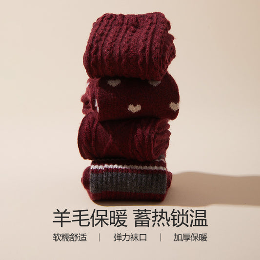 女襪｜秋冬季襪子女蓄熱鎖溫加厚保暖羊毛襪彈力襪口軟糯舒適諸暨襪子「GO2498」24.12-3