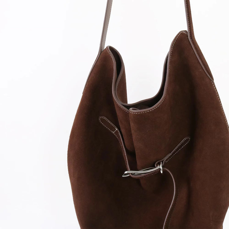 質感真皮｜2025新磨砂牛皮托特包hobo腋下包皮帶裝飾餃子水桶包百搭單肩包「6185S」25.11-2