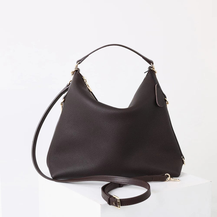 質感真皮｜2025新款潮流時尚百搭休閒頭層軟牛皮鏈條荔枝紋單肩包斜挎通勤托特包「6667」25.12-2