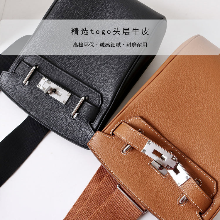 質感真皮 | 2025新togo頭層牛皮凱莉胸包時尚百搭休閒單肩斜跨包腰包胸包「8266」25.08-1