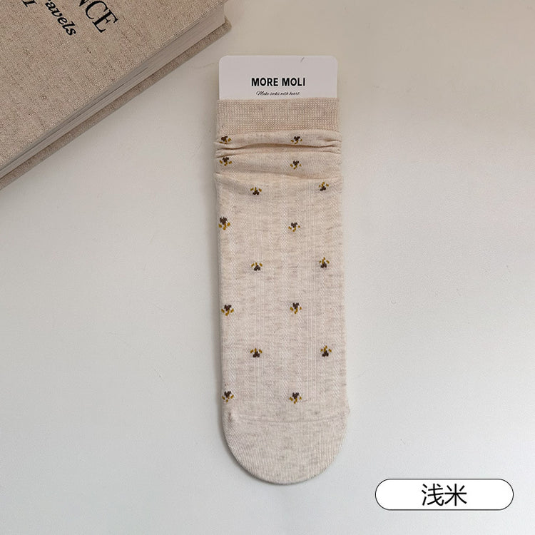 女襪｜襪子女士棉質吸汗透氣彈力無骨中筒襪親膚舒適ins潮堆堆襪「TY148」25.09-3