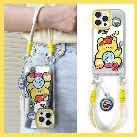 手機殼｜蘋果15掛繩鏡面iPhone14pro適用12/11promax手機殼蘋果殼夏天「LR0856」24.07