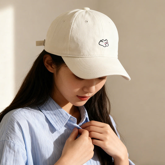 流行帽子｜卡通刺繡鴨舌帽子女2025新款大頭圍顯臉小棒球帽學生情侶遮陽帽男「C5882」25.12-1