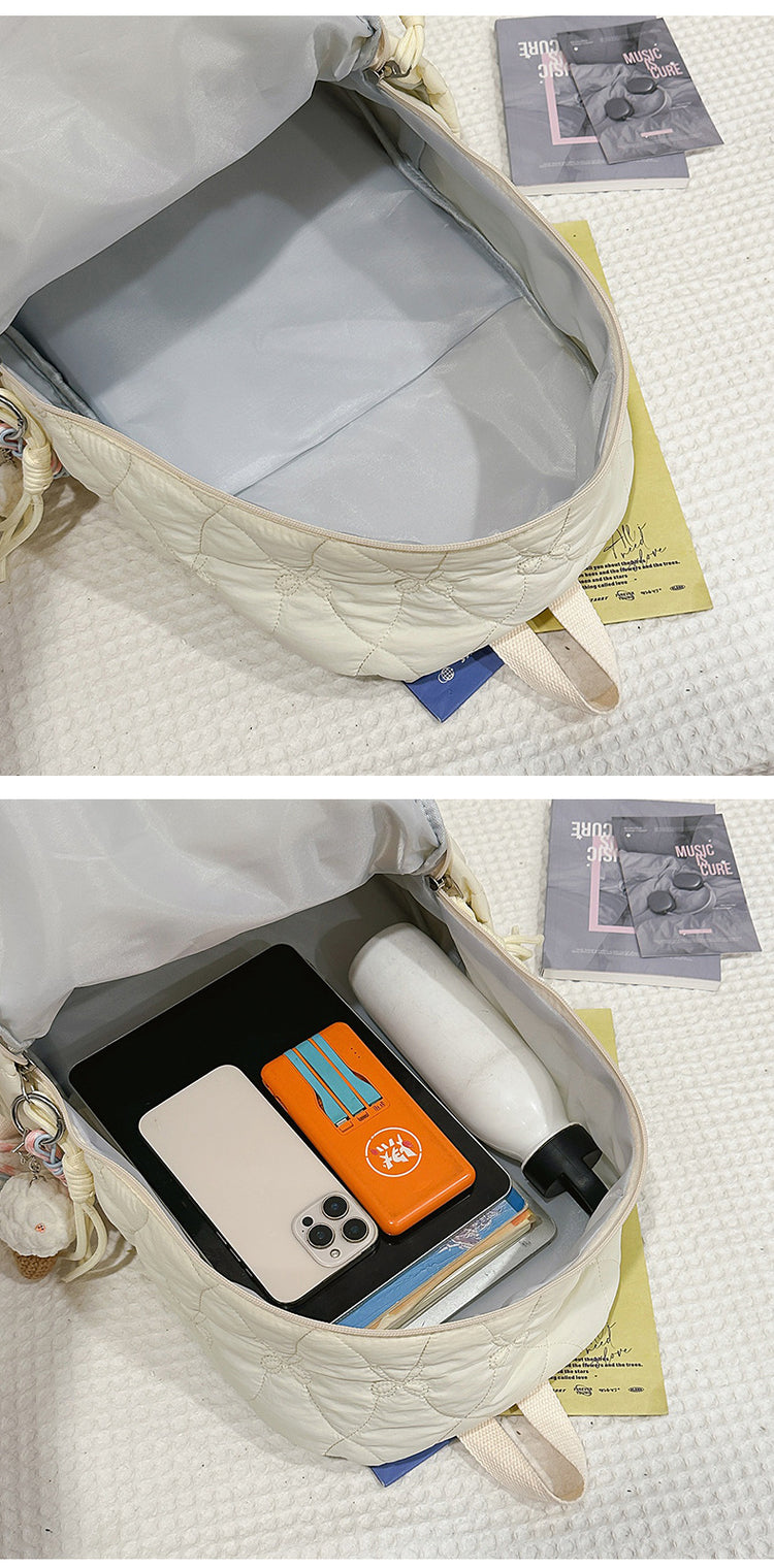 致青春｜新款流行棉服絎縫雙肩包女休閒百搭太空棉背包跨境批發大容量學生書包「9510-129」25.11-4