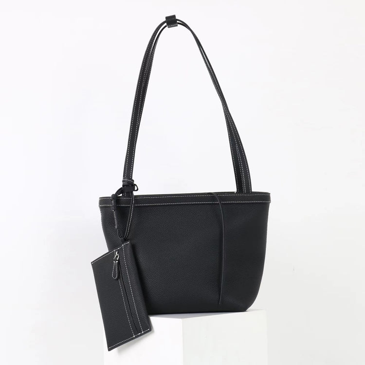 質感真皮｜2025新款牛皮復古時尚單肩手提包百搭高級感托特包子母包通勤極簡包「8271」25.11-2