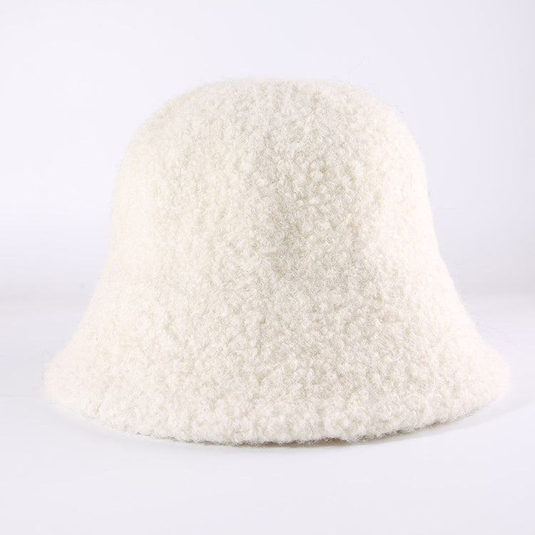 流行帽子｜秋冬新款帽子女純色簡約漁夫帽戶外百搭顯臉小羊毛盆帽保暖水桶帽「C5894」25.12-2