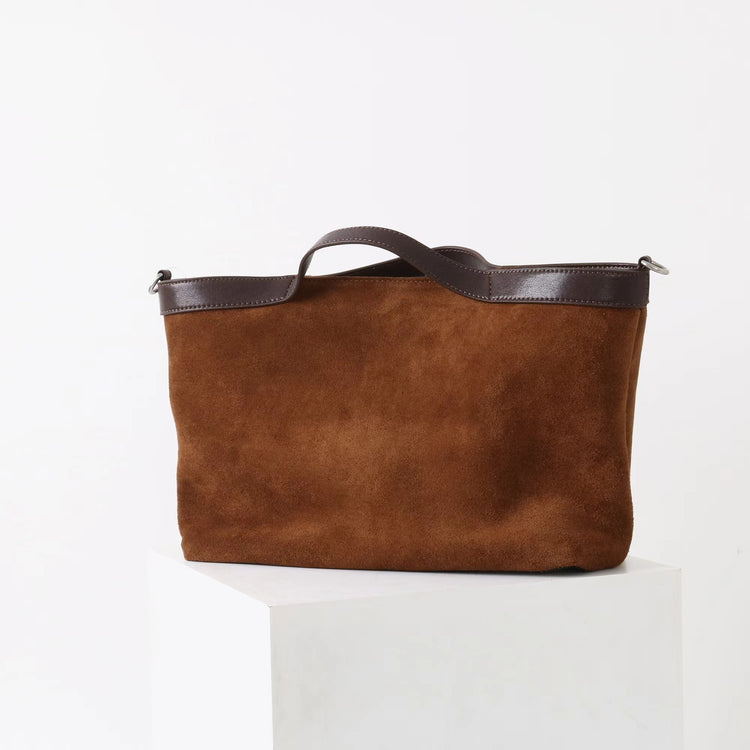 質感真皮｜2025新款復古通勤磨砂牛皮大容量手提包鬆弛感托特包軟皮斜背包「9107」25.11-4