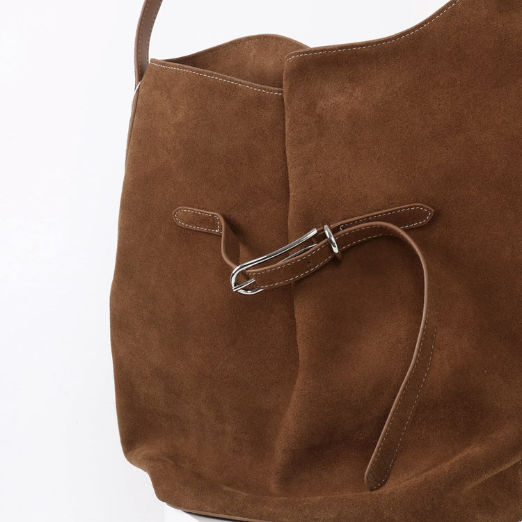 質感真皮｜2025新磨砂牛皮托特包hobo腋下包皮帶裝飾餃子水桶包百搭單肩包「6185S」25.11-2