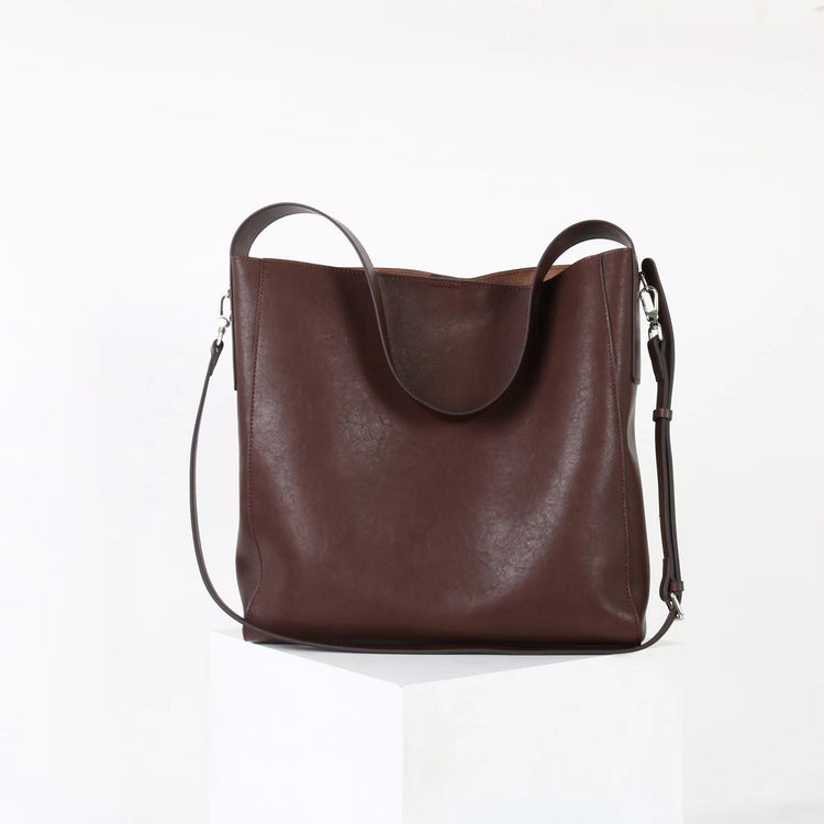 質感真皮｜2025新款高質感軟牛皮慵懶大容量通勤休閒斜挎包托特包時尚單肩腋下包「OS83316」25.10-4