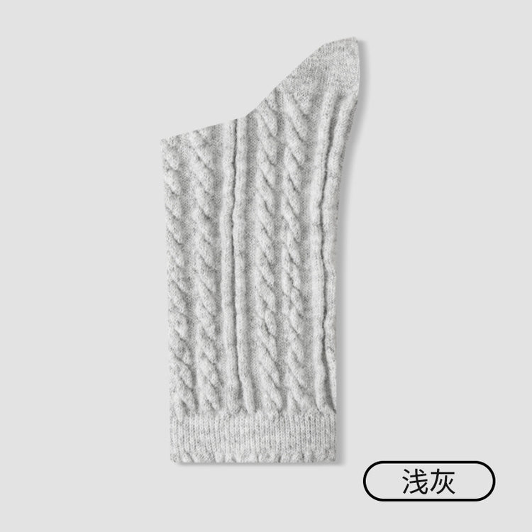 女襪｜襪子女加厚保暖蓄熱鎖溫麻花羊毛襪彈力花邊親膚舒適堆堆襪「M3166」25.10-4