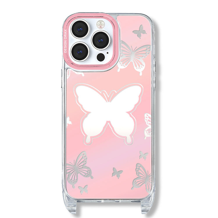 手機殼｜ins風iPhone14pro適用蘋果15掛繩鏡面手機殼13promax批發12「WM0634」24.07