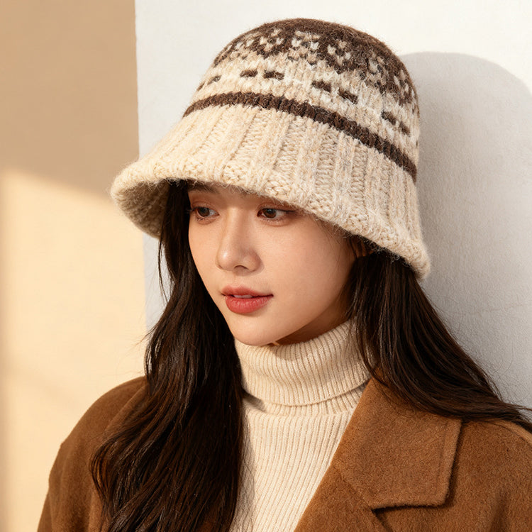 流行帽子｜費爾島風提花漁夫帽子女韓版百搭2025新款時尚盆帽顯臉小水桶帽男「C5835」25.11-3