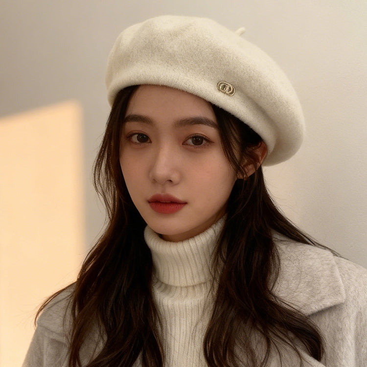流行帽子｜英倫復古保暖貝雷帽子女秋冬羊毛呢時尚定型畫家帽顯臉小蓓蕾帽潮「C5860」25.11-4