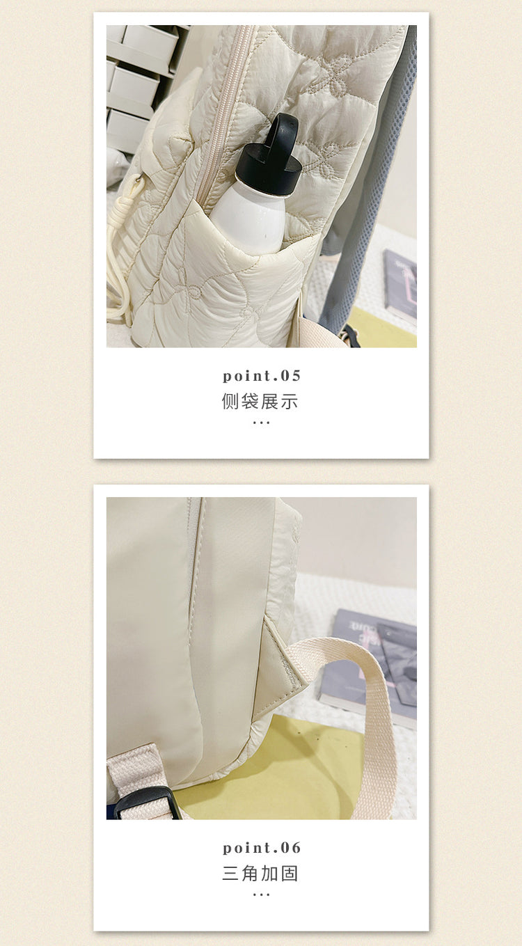 致青春｜新款流行棉服絎縫雙肩包女休閒百搭太空棉背包跨境批發大容量學生書包「9510-129」25.11-4