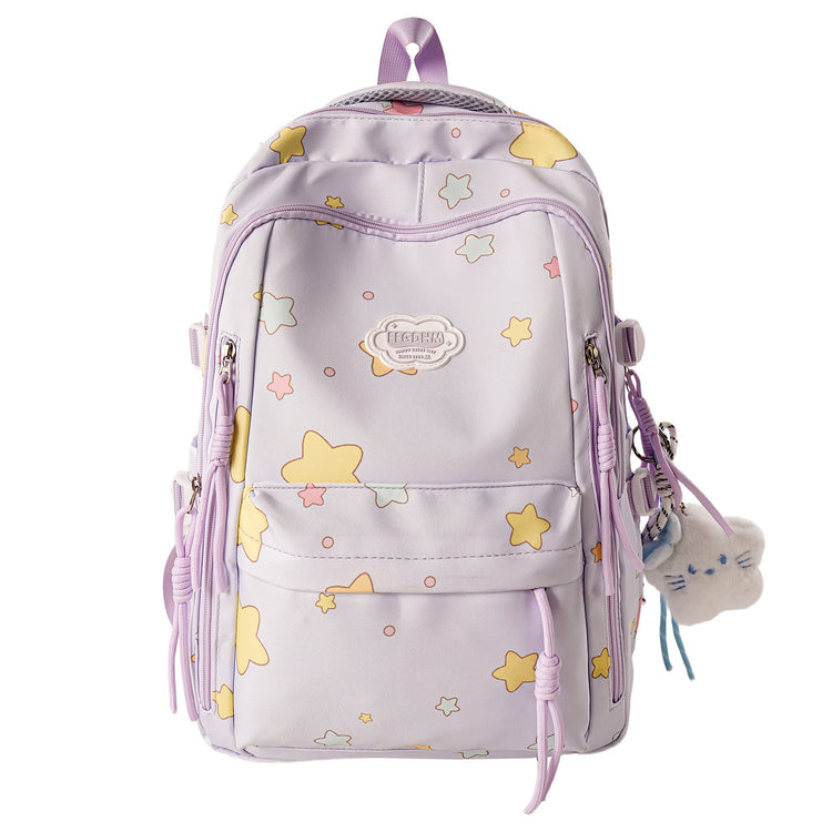 致青春｜日系ins高顏值雙肩包小清新甜美星星背包初高中生輕便大容量書包「2077-133」25.10-4