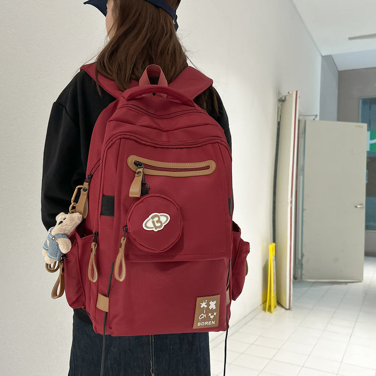 致青春｜簡約百搭學生書包女大容量休閒旅行雙肩包潮流設計感百搭雙肩背包「6017-142」25.12-2