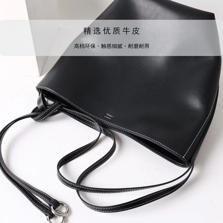 質感真皮 | 2025新款軟牛皮休閒百變時尚托特水桶包肩斜背雙肩流浪背手提包「7043」25.07-4