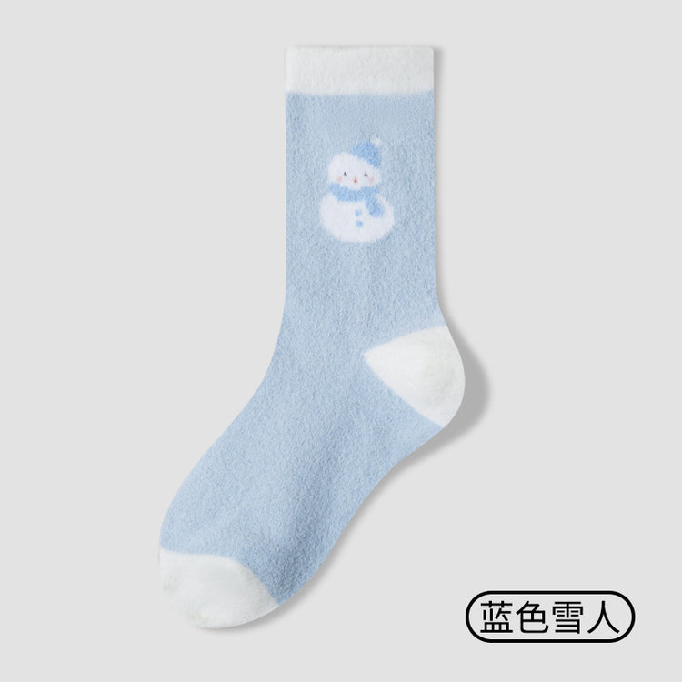 女襪｜軟糯澳絨襪子女冬季加絨加厚蓄熱鎖溫地板襪居家保暖舒適睡眠襪「D5026」25.12-2