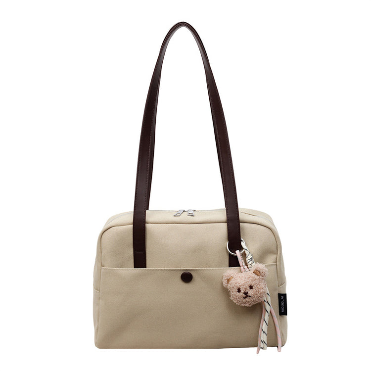 致青春｜大容量帆布包女2025新款復古洋氣單肩包上班通勤托特包「6673-125」25.10-4