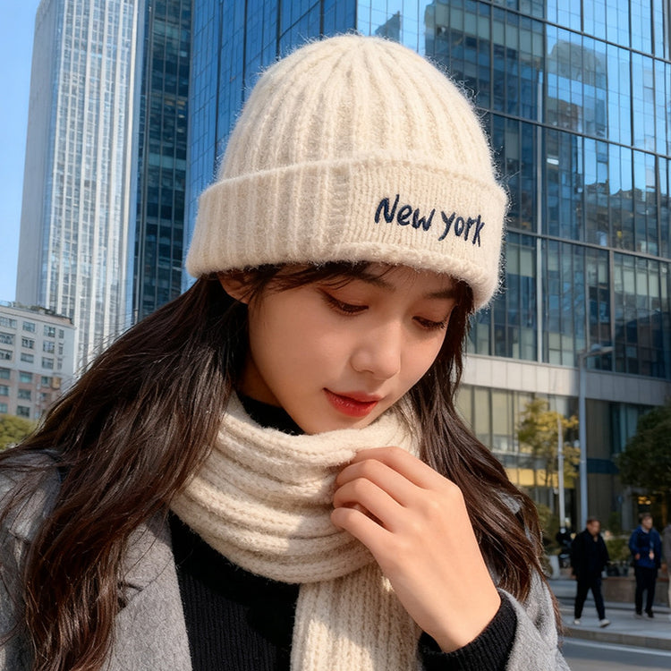流行帽子｜大頭圍字母刺繡針織毛線帽子女冬季保暖防寒冷帽顯臉小瓜皮包頭帽「C5749」25.10-4